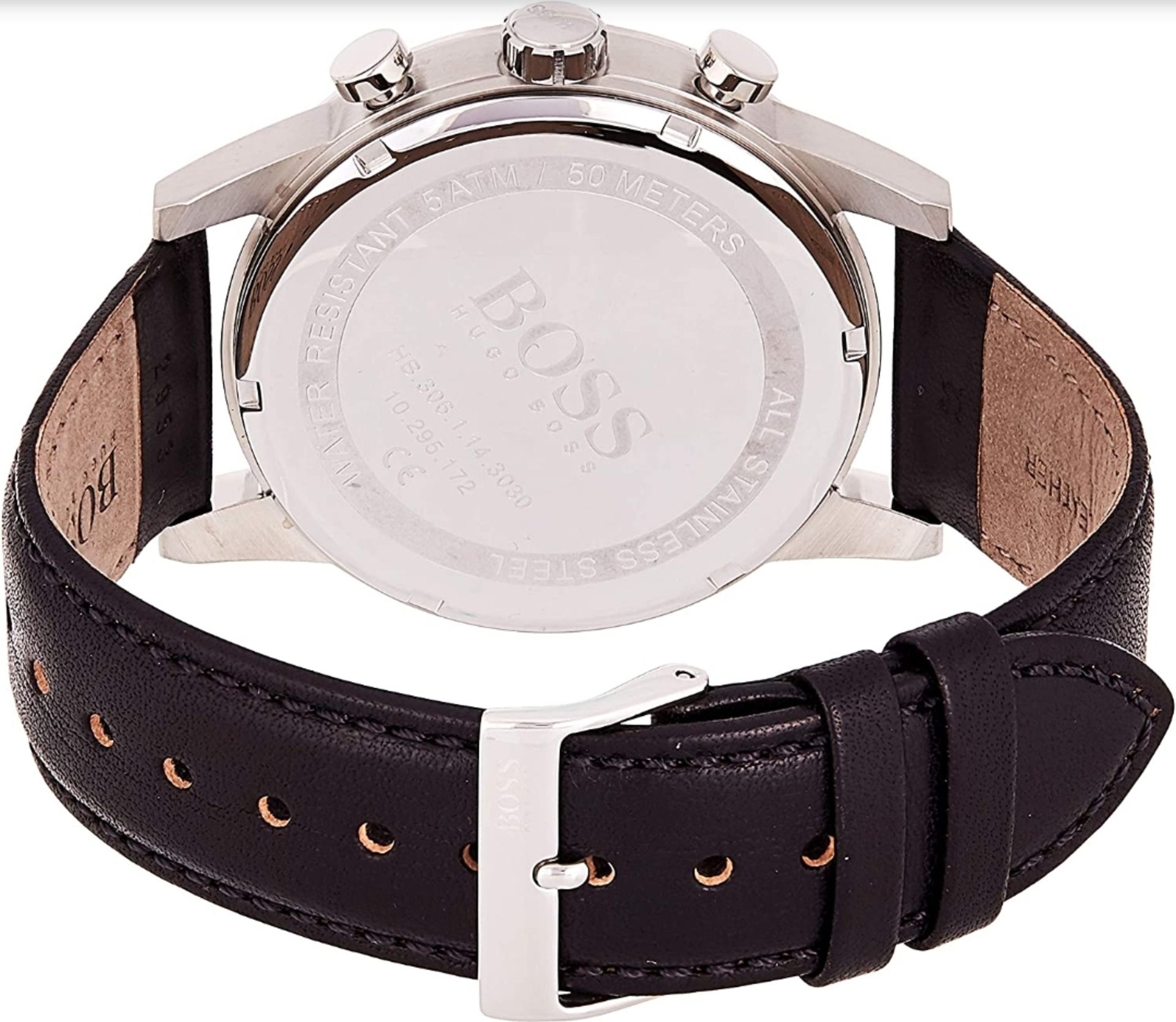 Hugo Boss 1513678 Men's Navigator Black Leather Strap Chronograph Watch - Image 6 of 6