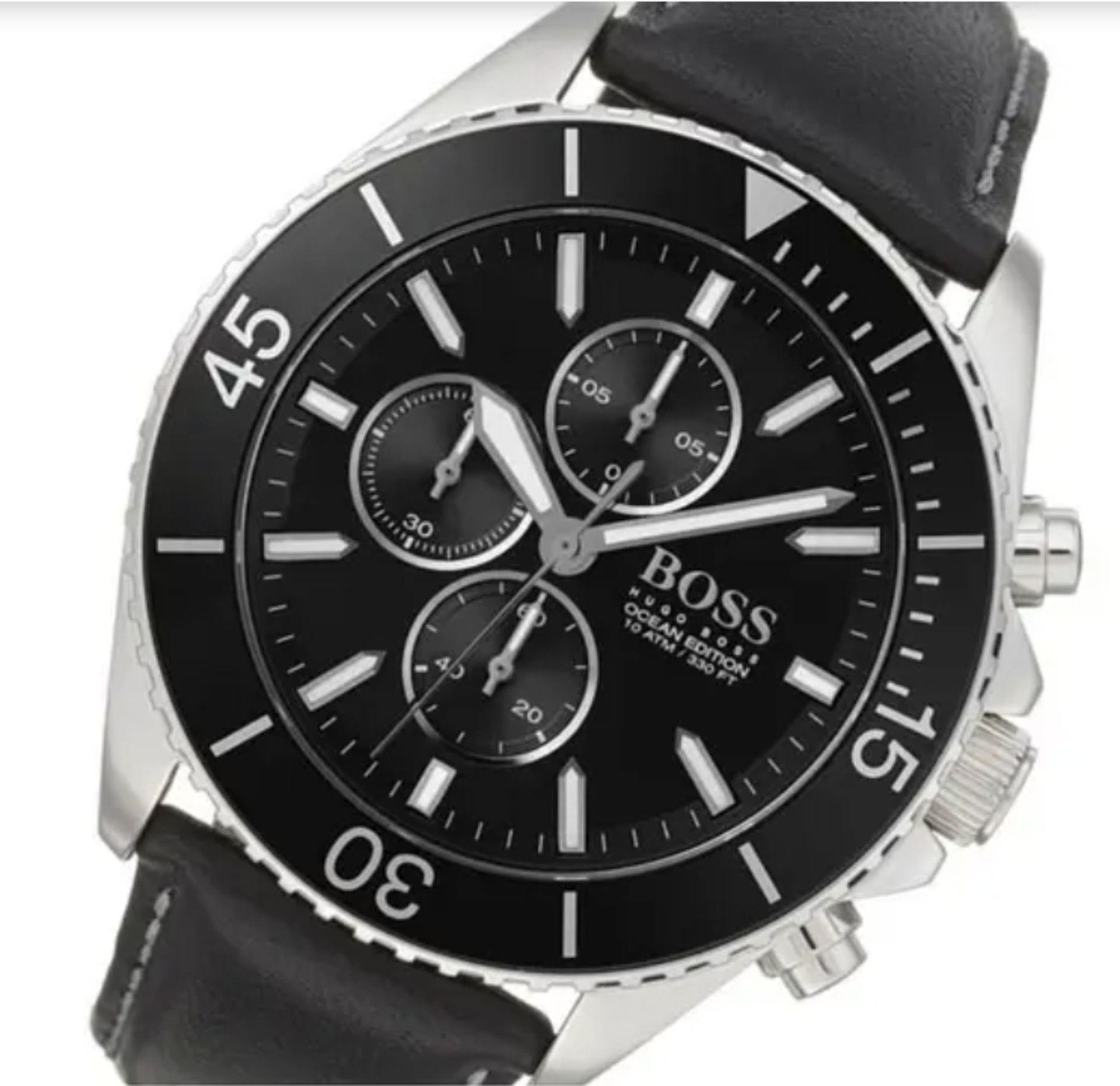 Hugo Boss 1513697 Men's Ocean Edition Black Leather Strap Chronograph Watch - Image 3 of 5