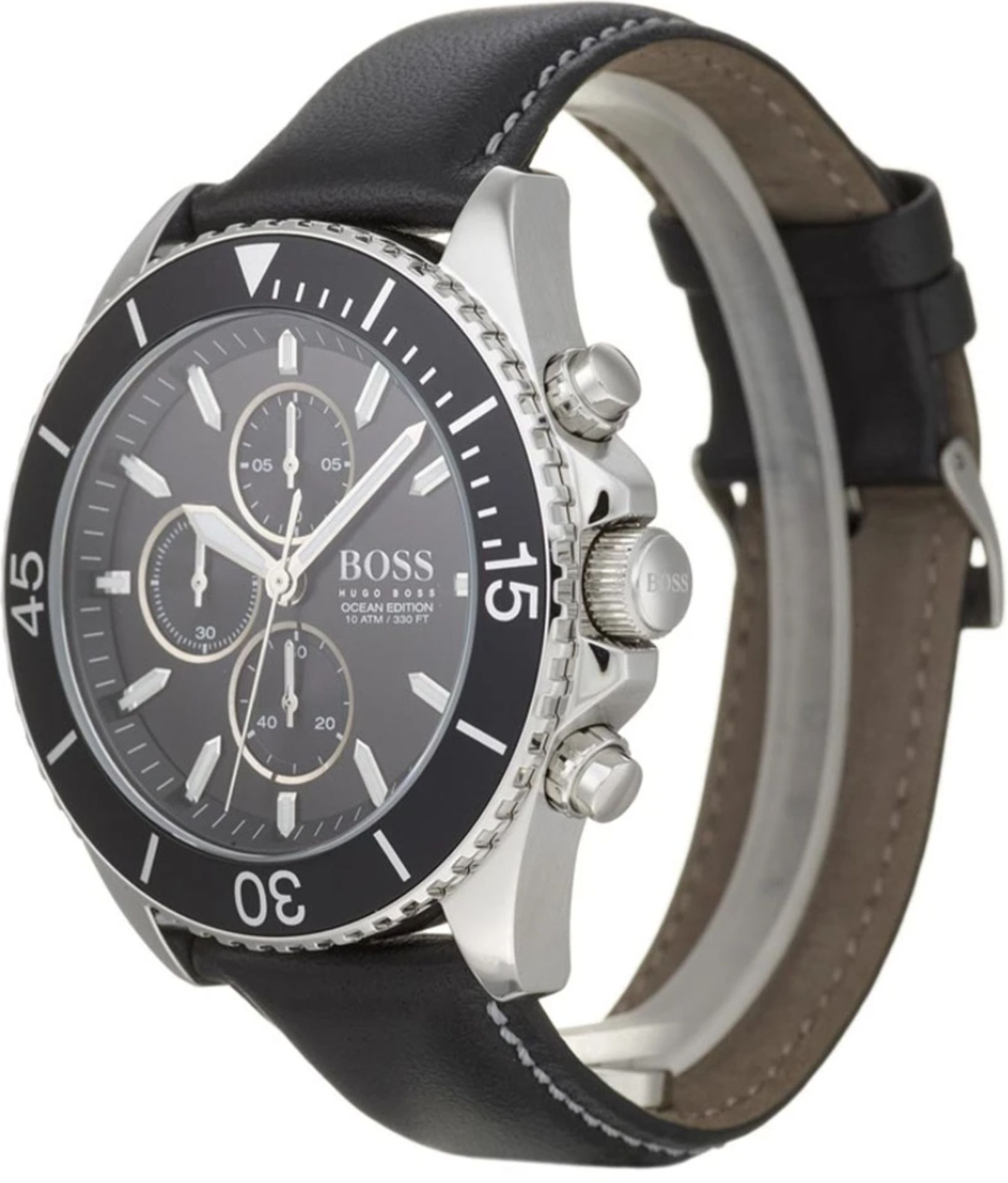 Hugo Boss 1513697 Men's Ocean Edition Black Leather Strap Chronograph Watch - Image 4 of 5