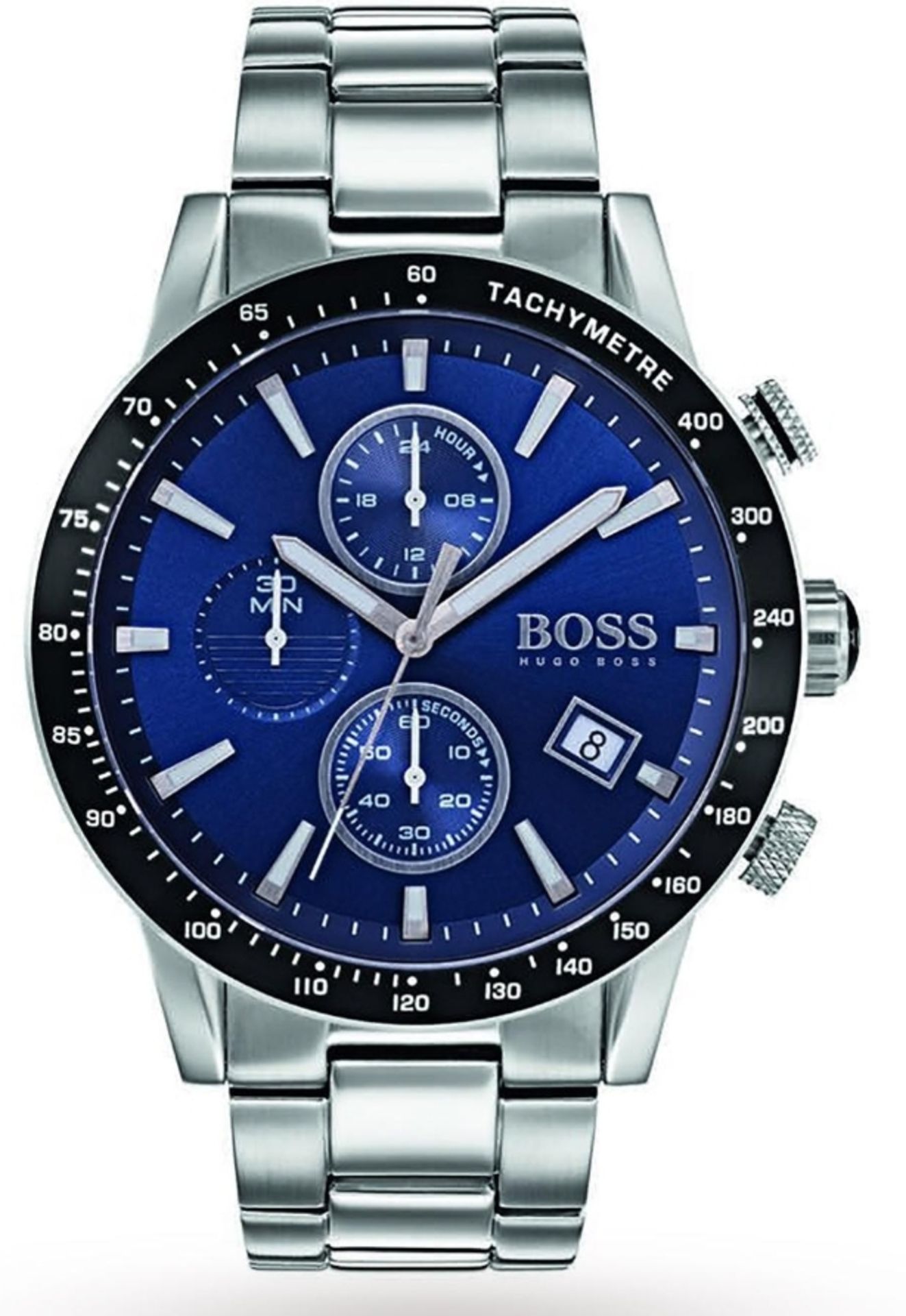 Hugo Boss 1513510 Men's Rafale Blue Dial Silver Bracelet Chronograph Watch Hugo Boss 1513510 Men's