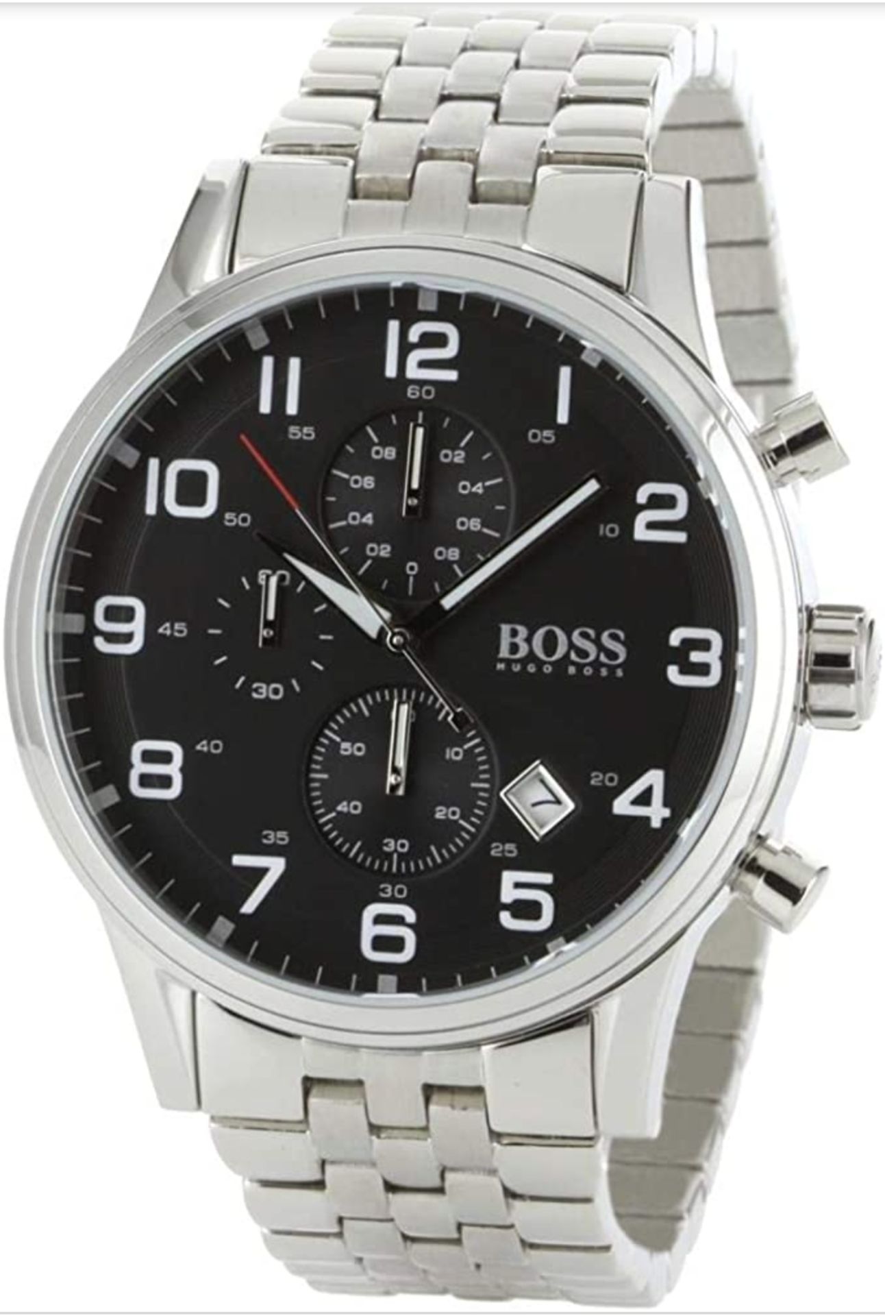 Hugo Boss 1512446 Men's Aeroliner Black Dial Silver Bracelet Chronograph Watch - Image 2 of 6