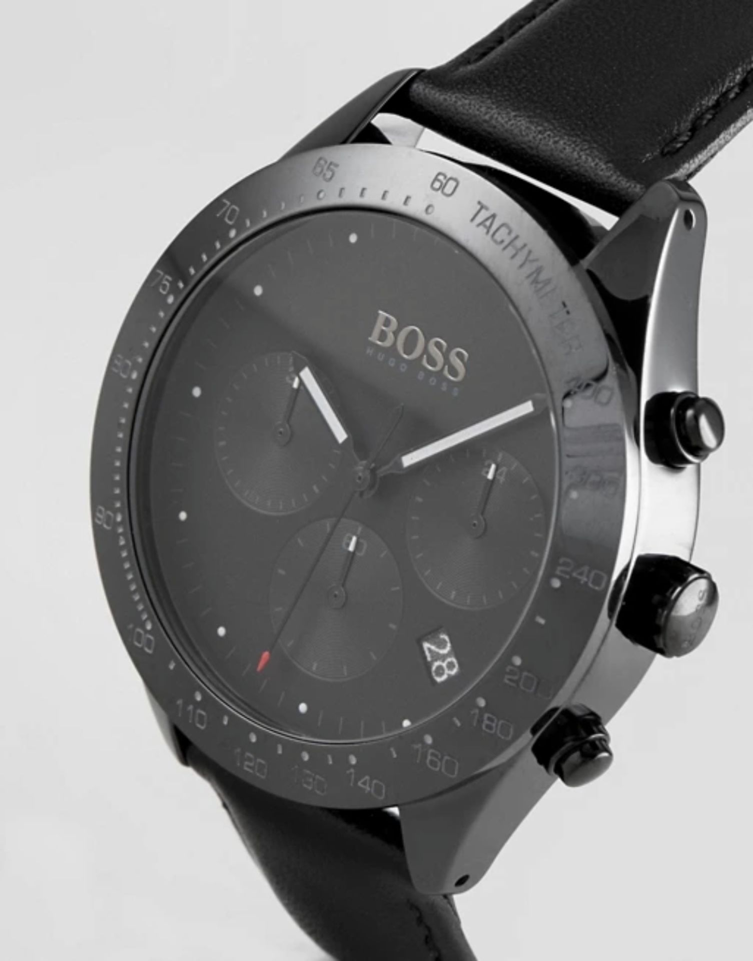 Hugo Boss 1513590 Men's Talent Black Dial Black Leather Strap Chronograph Watch - Image 4 of 4