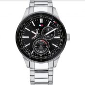 Tommy Hilfiger 1791639 Men's Black And Silver Stainless Steel Bracelet Watch