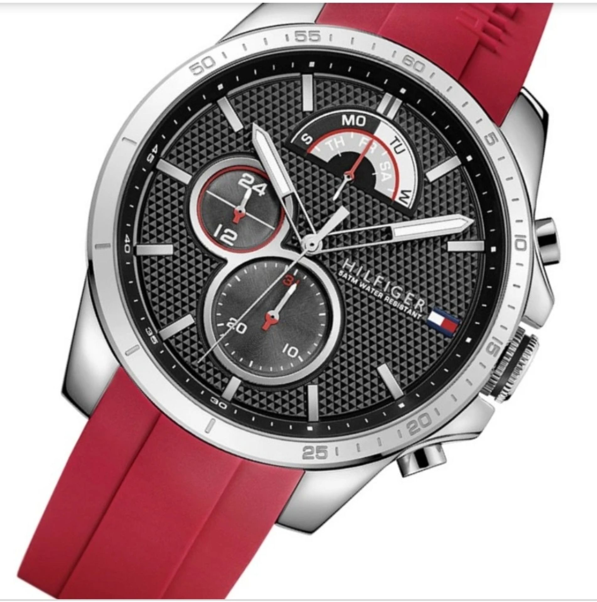 Tommy Hilfiger Men's Red Silicone Strap Decker Watch 1791351 - Image 5 of 6