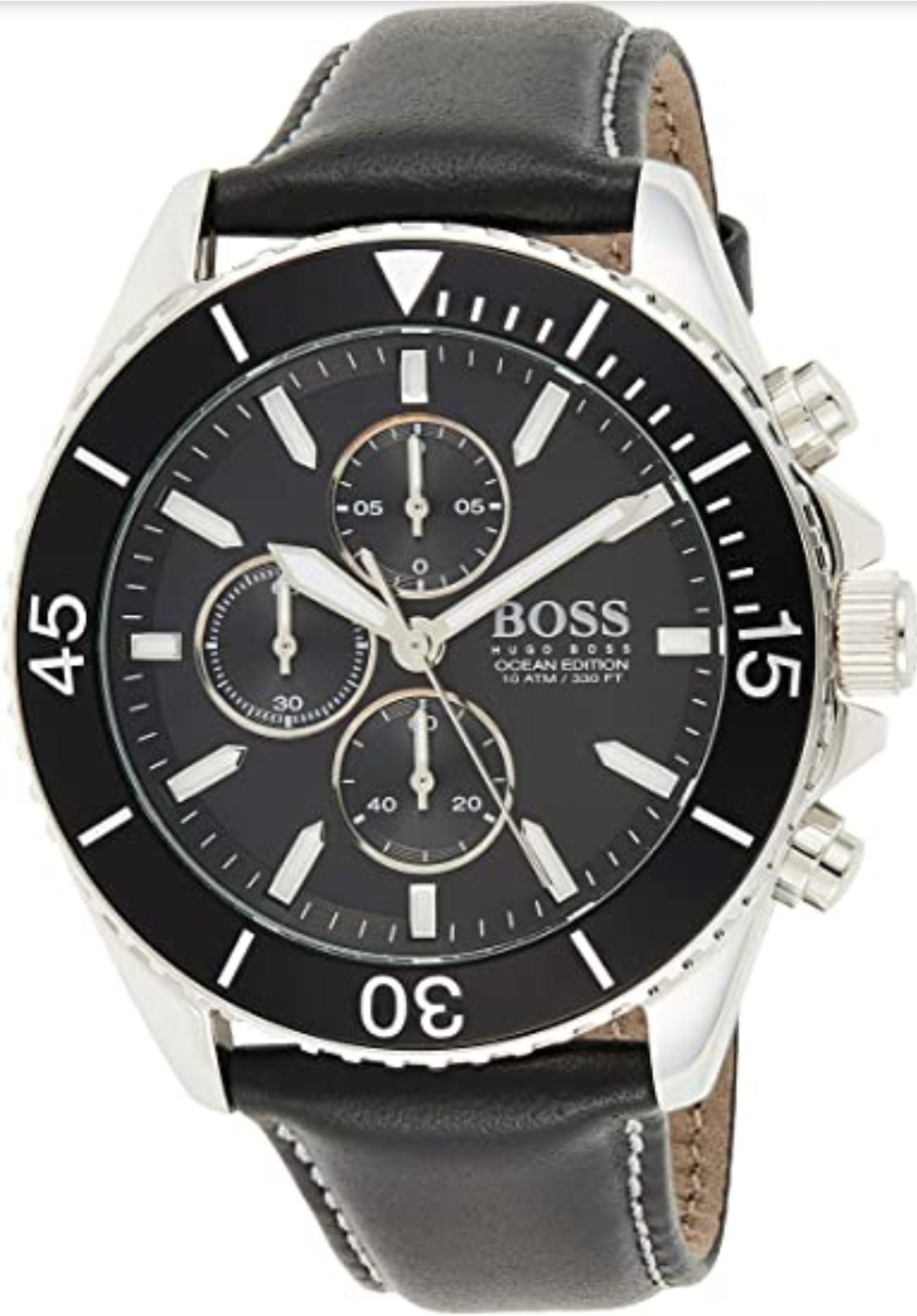 Hugo Boss 1513697 Men's Ocean Edition Black Leather Strap Chronograph Watch