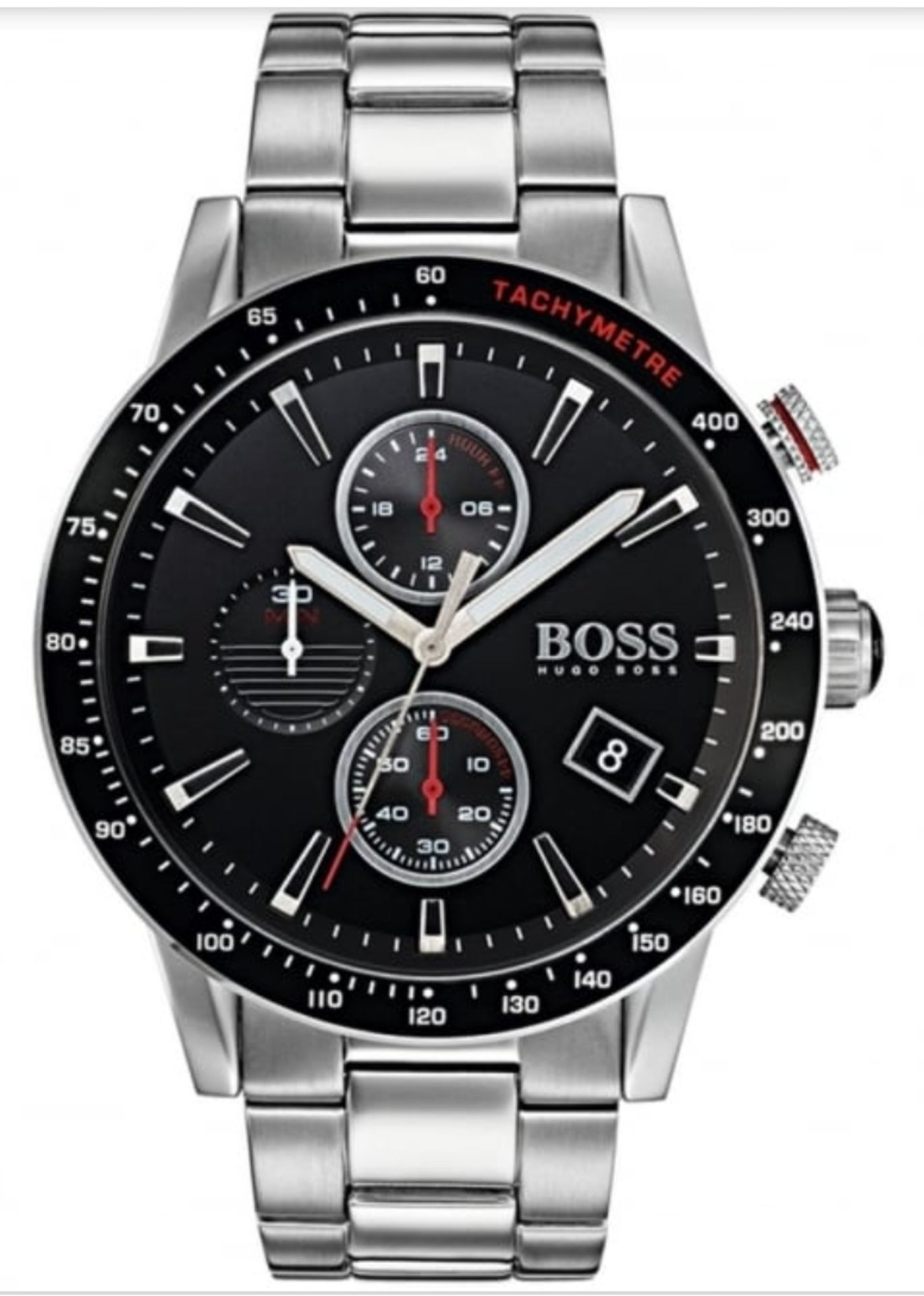 Hugo Boss 1513509 Men's Rafale Black Dial Silver Bracelet Chronograph Watch