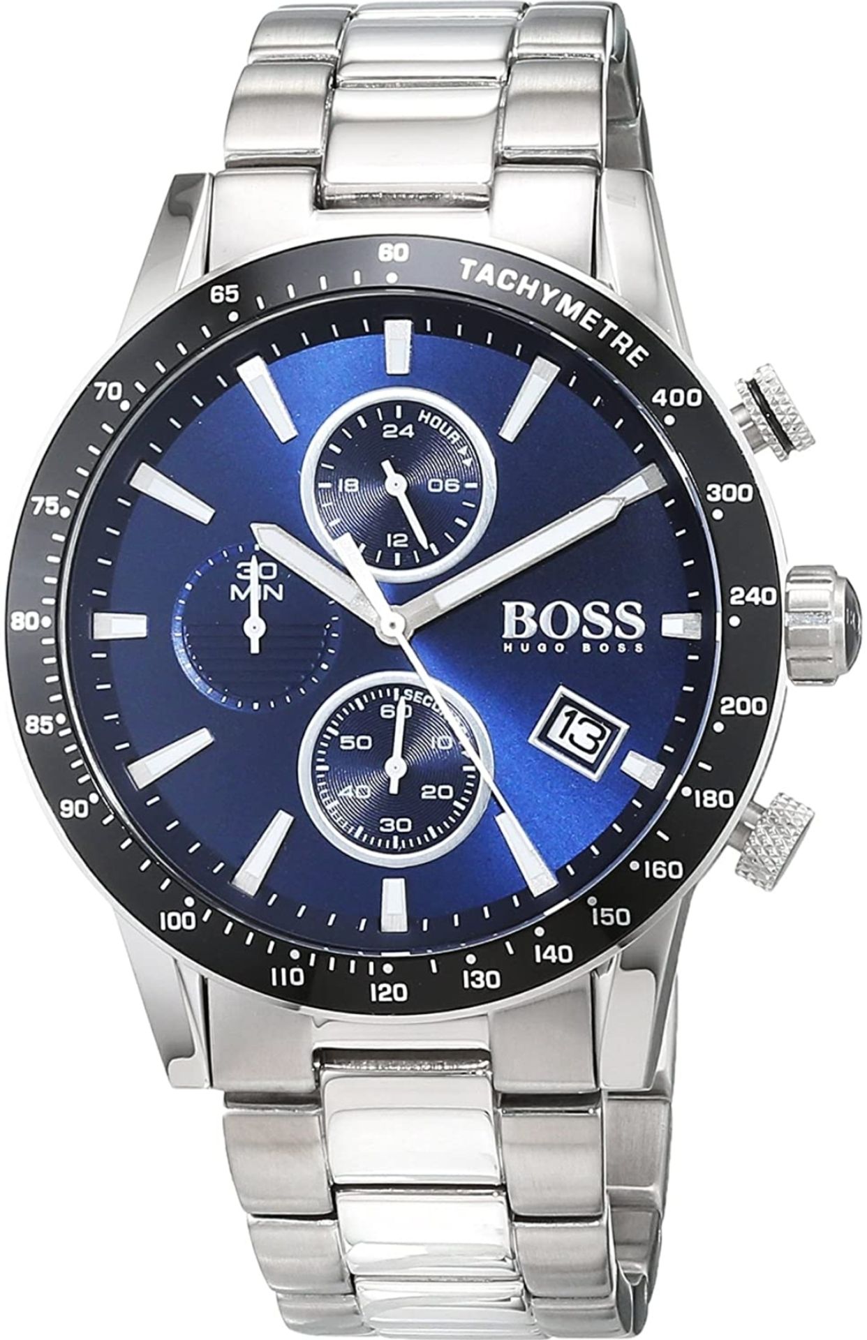 Hugo Boss 1513510 Men's Rafale Blue Dial Silver Bracelet Chronograph Watch Hugo Boss 1513510 Men's - Image 2 of 4