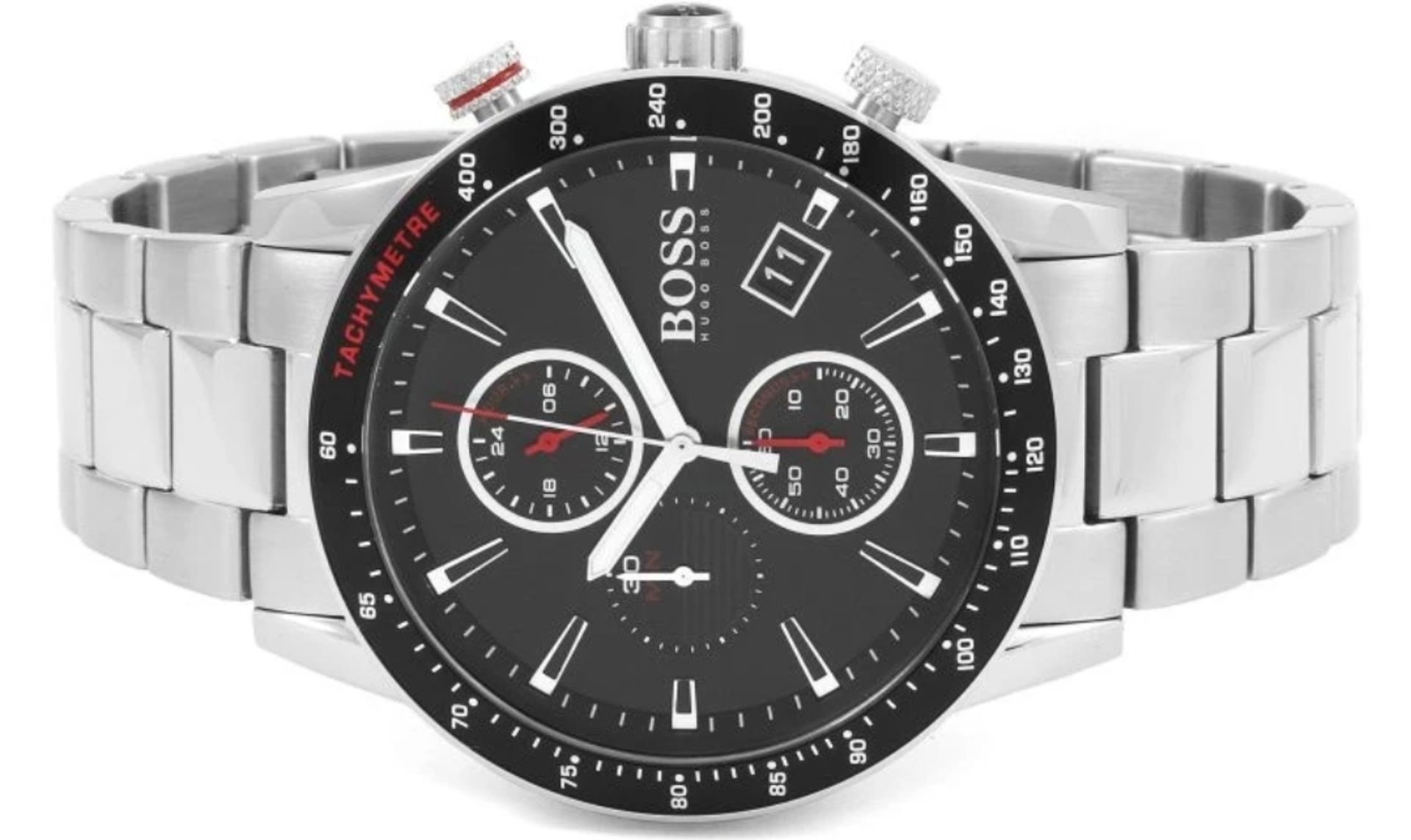 Hugo Boss 1513509 Men's Rafale Black Dial Silver Bracelet Chronograph Watch - Image 4 of 6