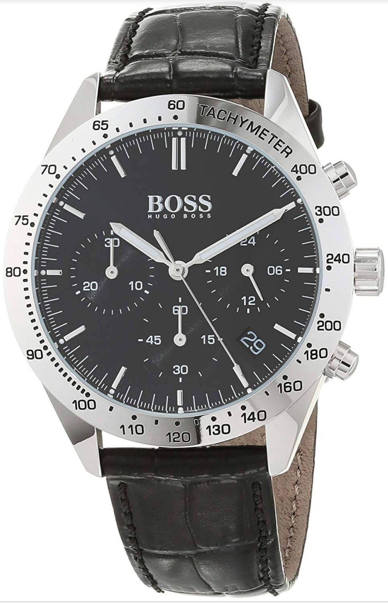 Hugo Boss 1513579 Men's Talent Black Leather Strap Quartz Chronograph Watch - Image 4 of 5