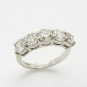 An excellent quality 2.55 carat, 5-stone round brilliant-cut diamond ring in 18ct white gold