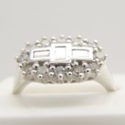 0.50 ct baguette and round brilliant-cut diamond cluster ring, in 18ct white gold