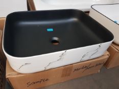 500 x 400mm marble and matt black designer freestanding basin. RRP £399