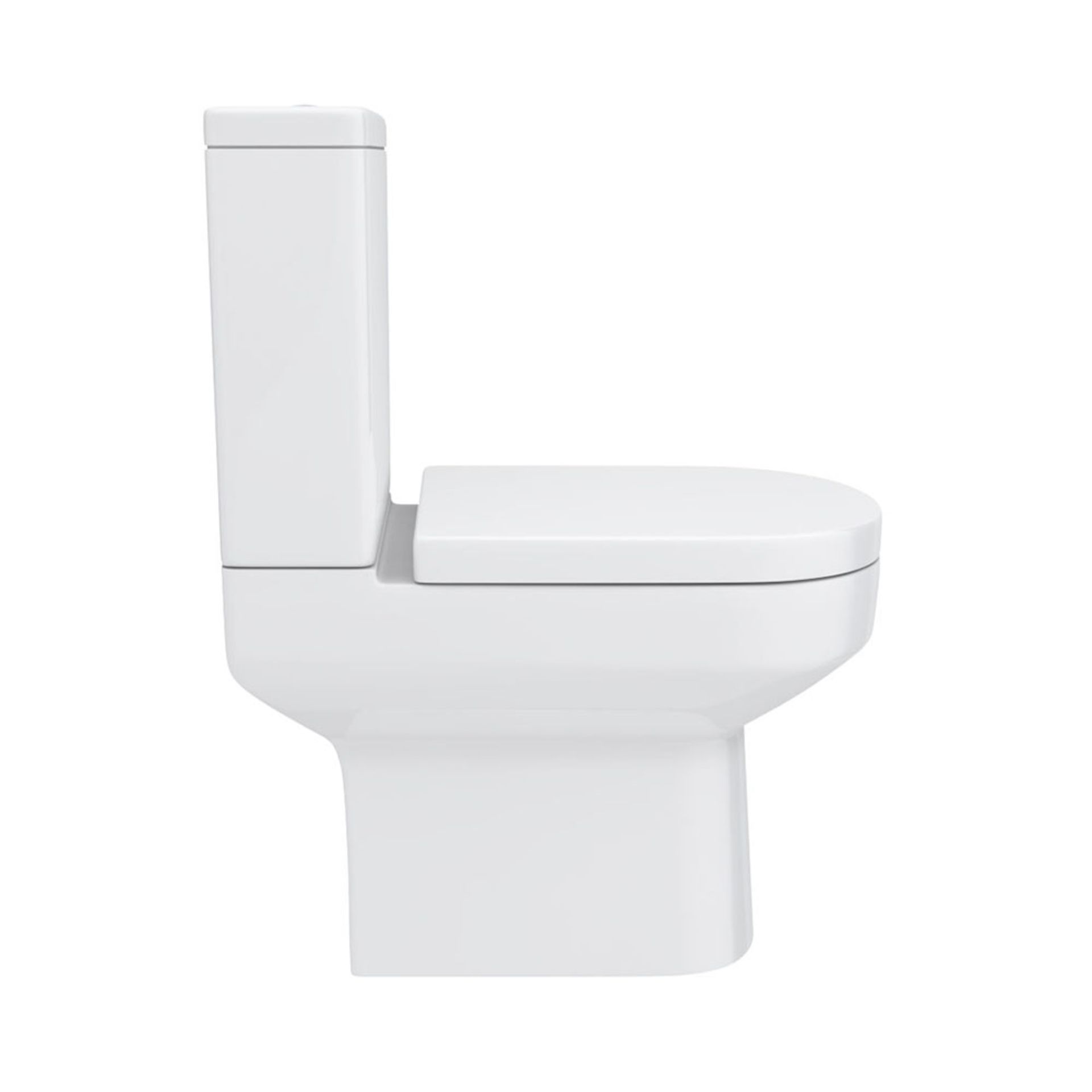 Metro short projection close coupled toilet pan with seat and dual flush cistern kit. IC506 - Image 3 of 4