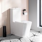 1 x Square shape modern close coupled toilet with dedicated seat and chrome rectangular dual flush