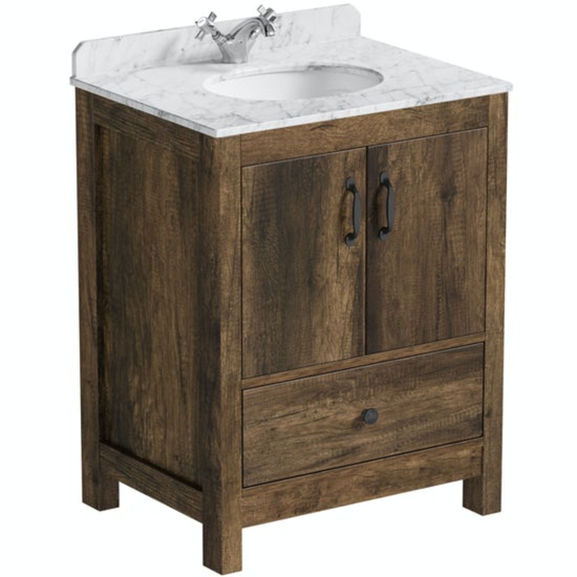 The Bath Company Country 650 traditional dark oak effect, twin door wash stand vanity unit. RRP £52