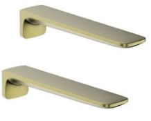 2 x Bathstore Trio wall mounted bath or basin filler spout in brushed brass. RRP £350. 20004010972