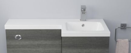 1000 x 380 x 250 off-set modern resin basin with integrated worktop and waste kit. Tap Not Included