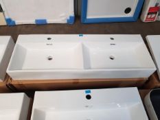 1200 x 420mm designer worktop, wall hung or countertop ÔHis-n-HersÕ double ceramic slab basin. RRP