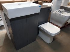 2 piece bathroom furniture set finished in Alpine Oak comprising of. 1 x Aspire 600 x 400mm vanity