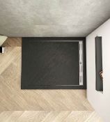 AICA Bathrooms Ltd 900 x 800mm textured black slate effect slimline stone resin shower tray. LMR809