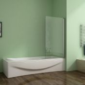 Aica Bathroom Ltd 800 x 1400cm square bath shower screen with chrome trim. V1-80C. With short return