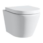 1 x D shape modern wall hung toilet with dedicated seat and wall fixings. RRP £425. Model 5178. It