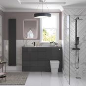 New (Y105) Onyx Grey Gloss Slim WC Unit 600mm. RRP £355.00. Durable 18mm Cabinet, Sides And B...