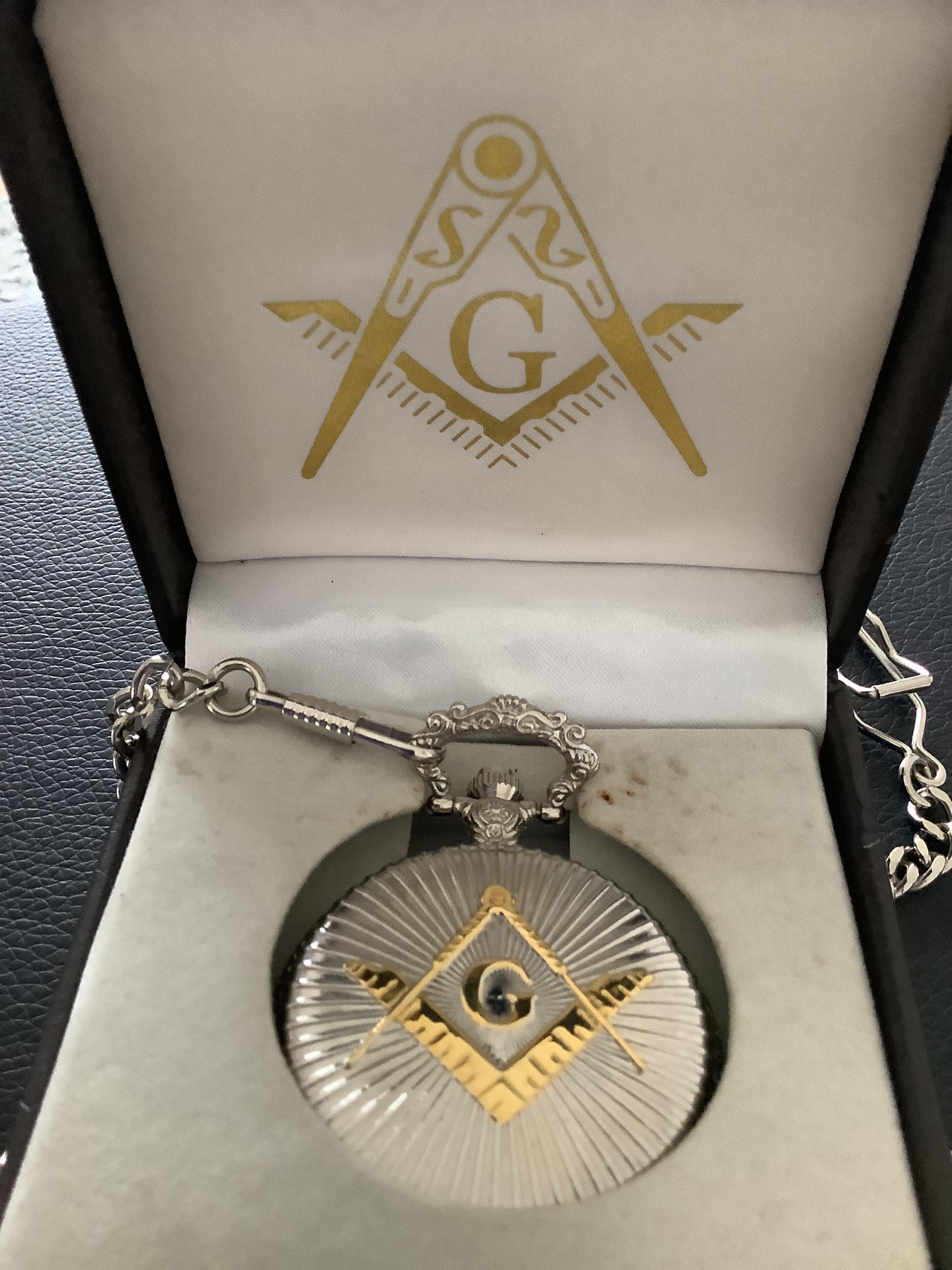 As New' Masonic Style Pocket Watch with decorative Chain (GS 180)