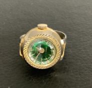 Pretty Vintage Gold Plated Ladies Ring Watch with Adjustable Band (GS 181)