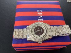 Stylish 'As New' Geneva Superlative Chronometer Ladies Diamante Wristwatch (GS 166)