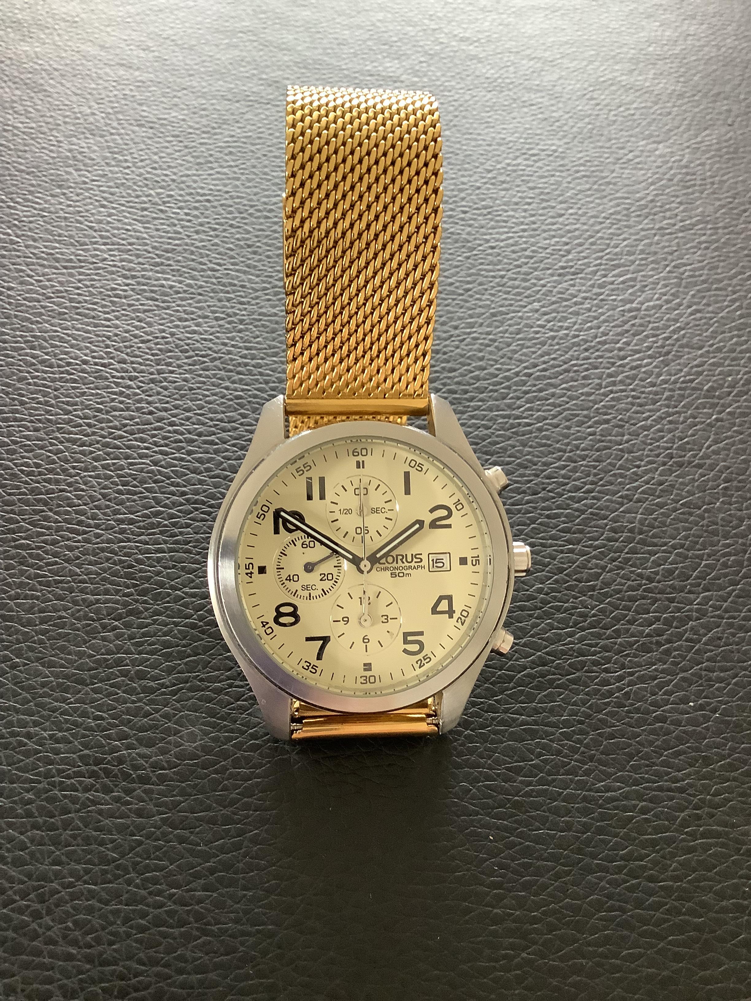 Smart & Elegant Lorus Gold Plated Chronograph Wristwatch (GS 183)