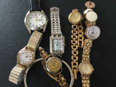 Collection of 7 Ladies & Gents Wristwatches mostly Gold Plated (GS 21)