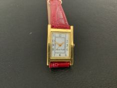 Lovely Gold Plated Gabriella Vicenza Ladies wristwatch with Red Leather Strap (GS 175)