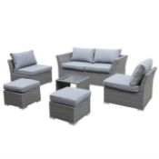 (R5I) 1x Bambrick 6 Seater Grey Rattan Sofa Set RRP £700.