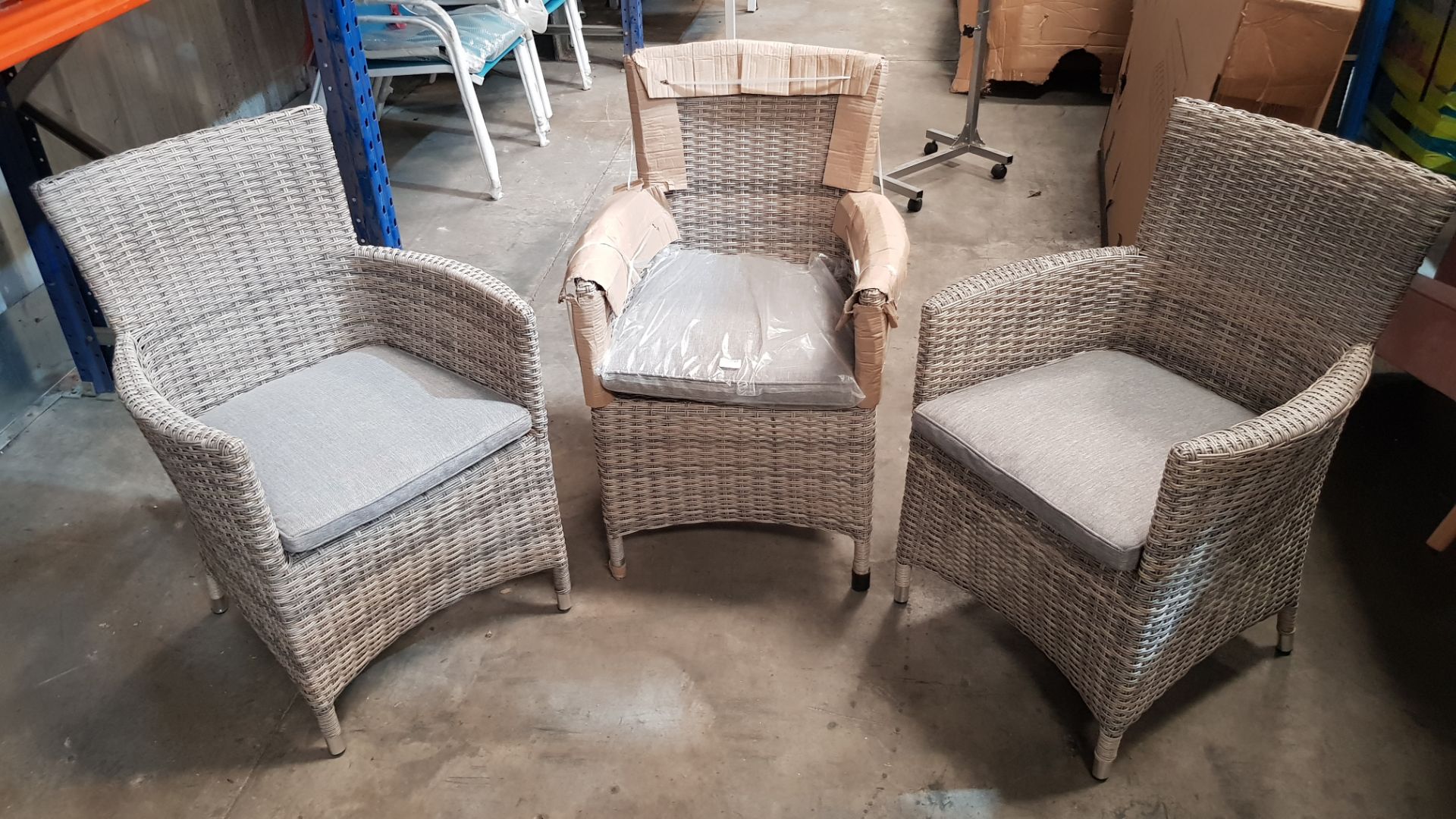 (R16) 3x Hartington Florence Collection Rattan Dining Chair With 2x Cushions. - Image 2 of 2