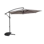 (R5M) 1x Light Grey Overhang Parasol RRP £100. (H245cm Dia 300cm). (Parasol Base Not Included In Lo