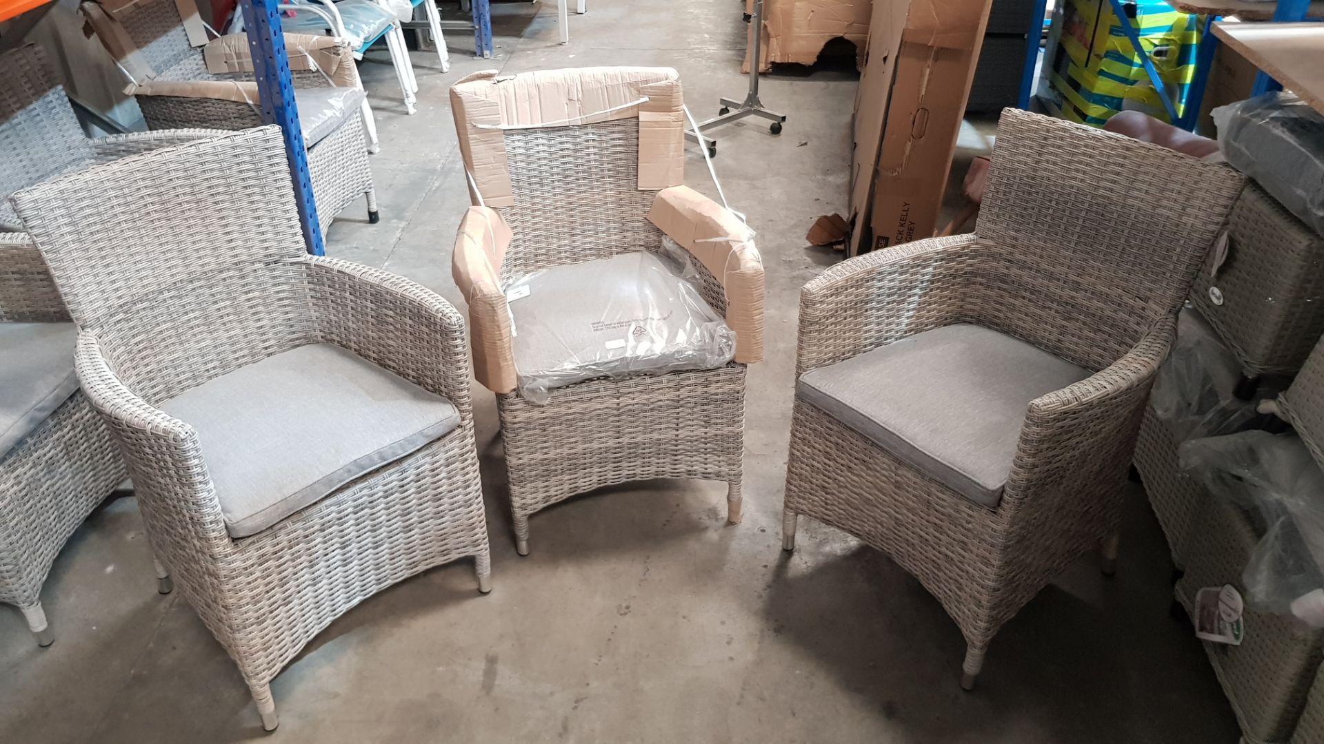 (R16) 3x Hartington Florence Collection Rattan Dining Chair With 4x Cushion. - Image 2 of 2