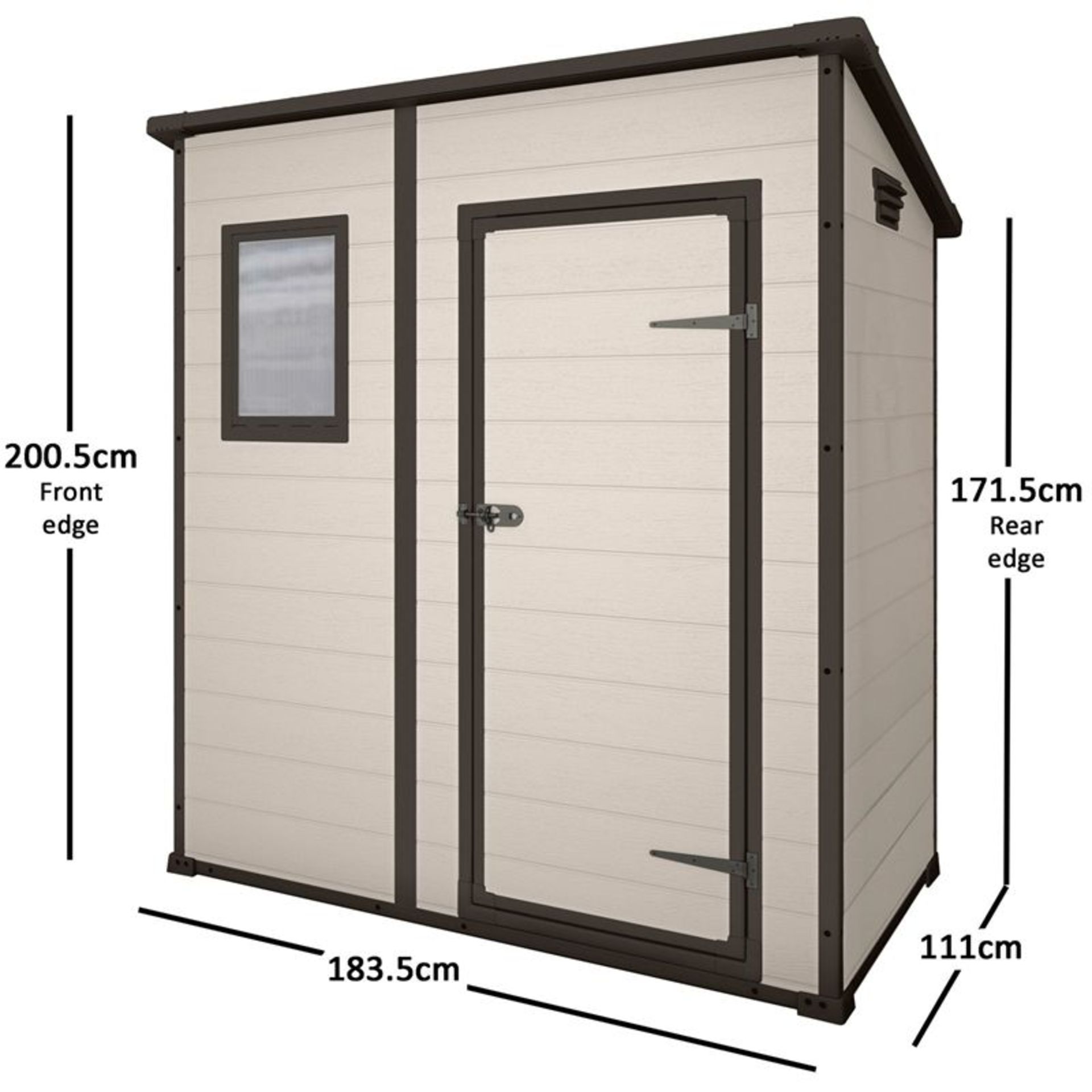 (R16) 1x Keter Manor Pent Garden Storage Shed 6x4 Beige Brown RRP £350 - Image 2 of 3