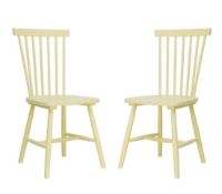 (R8B) 2x Laura Spindle Back Chairs Lemon RRP £100. Solid Birchwood Chairs. (H89x W46x D46cm)