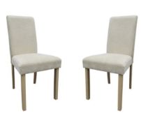 (R8A) 2x Diva Dining Chairs Ivory RRP £125. Fabric Cover. Solid Rubberwood Legs. (H96x W44.5x D54.5