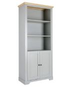 (R3I) 1x Diva Bookcase RRP £150. Grey Finish With Oak Effect Top. (H180x W79x D39cm).