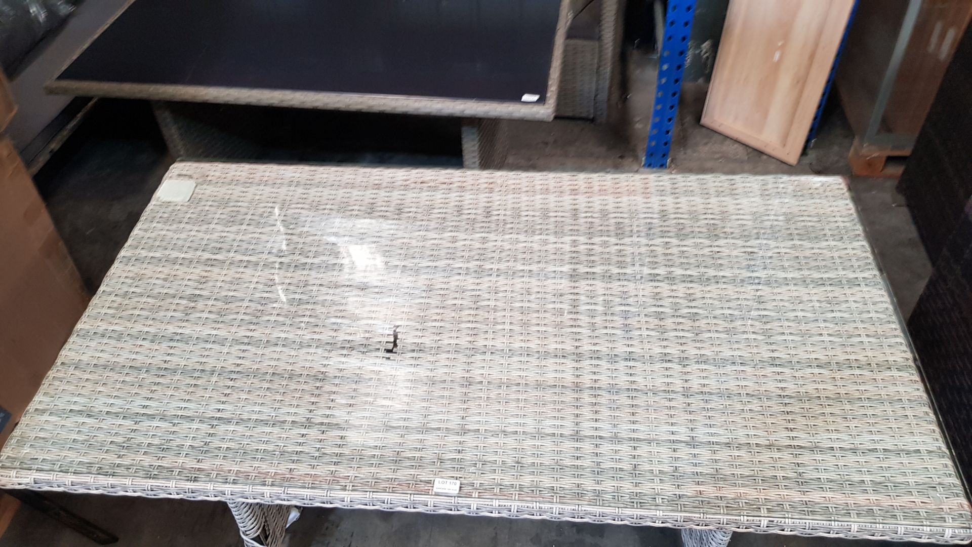 (R16) 1x Rattan Table With Tempered Glass Top (L150x 80x H68cm). (Some Rattan Loose On Unit – See - Image 2 of 4