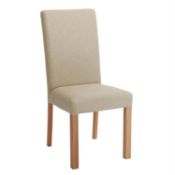 (R5I) 2x Square Back Chair Light Oak. Silver Grey Fabric.