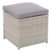 (R7L) 2x Grey Rattan Stool With 2x Cushions. Units Appear As New.