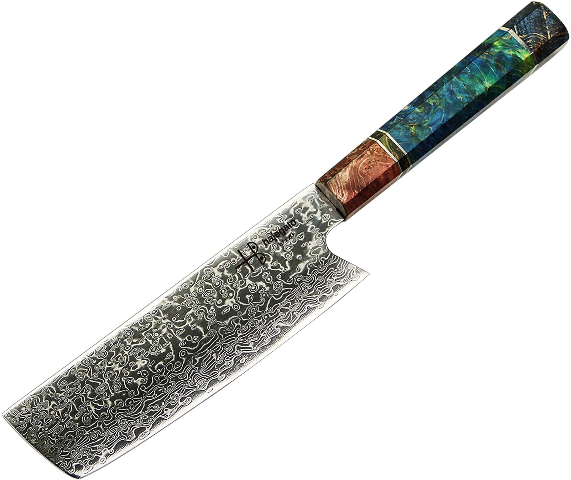 Hajegato Nakiri damascus chefs knife in presentation box RRP £111 - Image 2 of 2