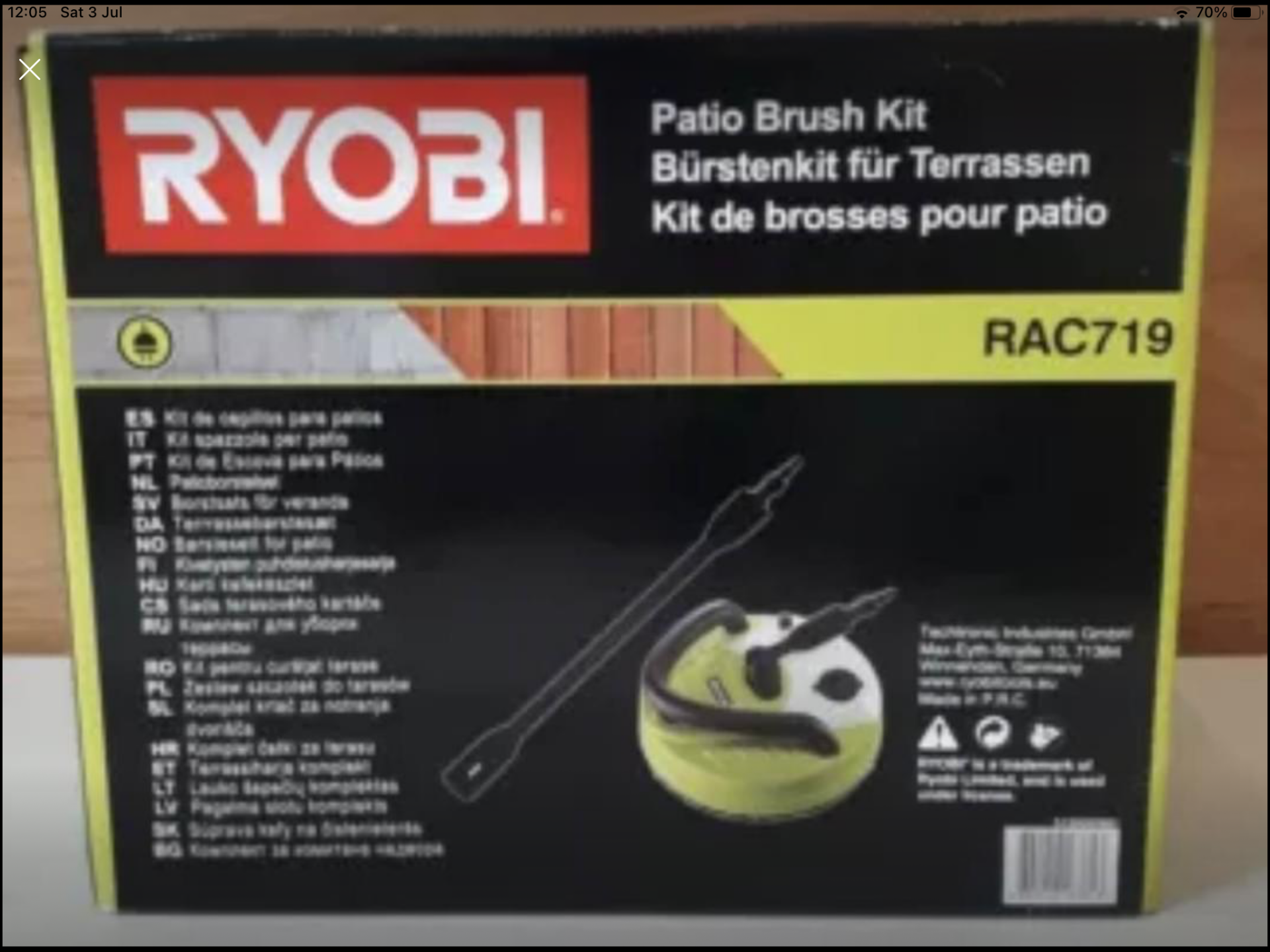 Brand New Ryobi Patio Cleaner RAC719 - Image 2 of 3