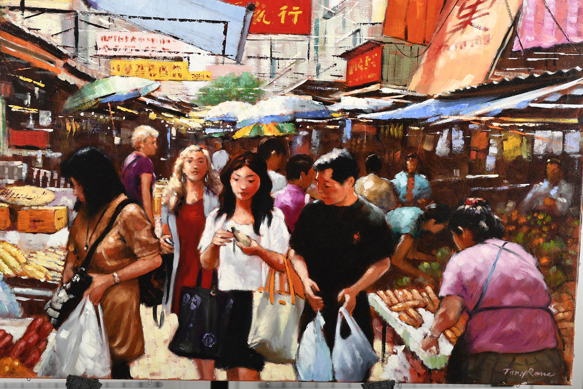 Original Painting by Tony Rome ""Ladies Market Hong Kong"" - Image 7 of 8