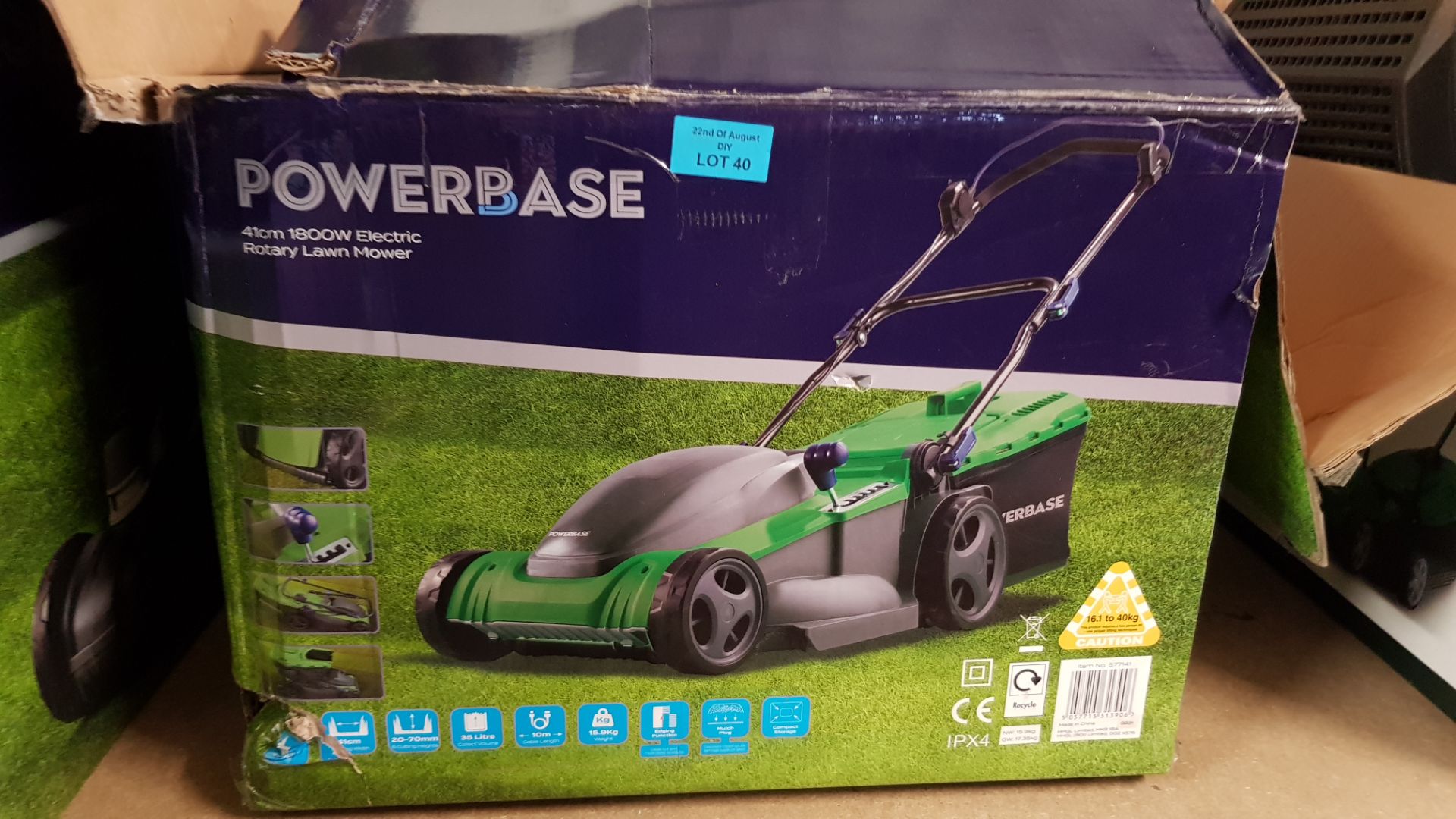 (R13C) 1x Powerbase 41cm 1800W Electric Rotary Lawn Mower RRP £119. - Image 4 of 4