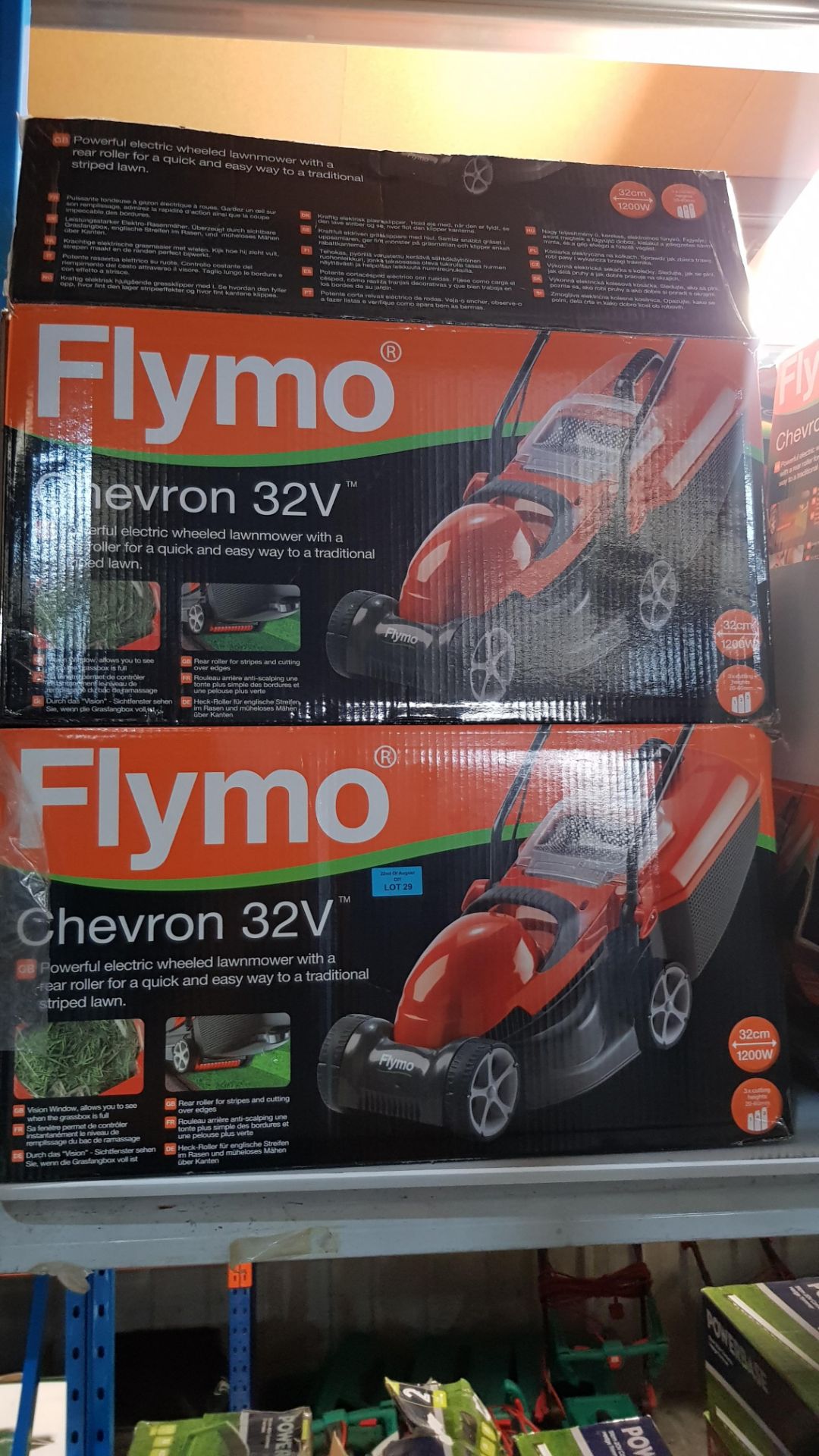 (R11B) 2x Flymo Chevron 32V Electric Lawnmower RRP £79 Each. - Image 2 of 2