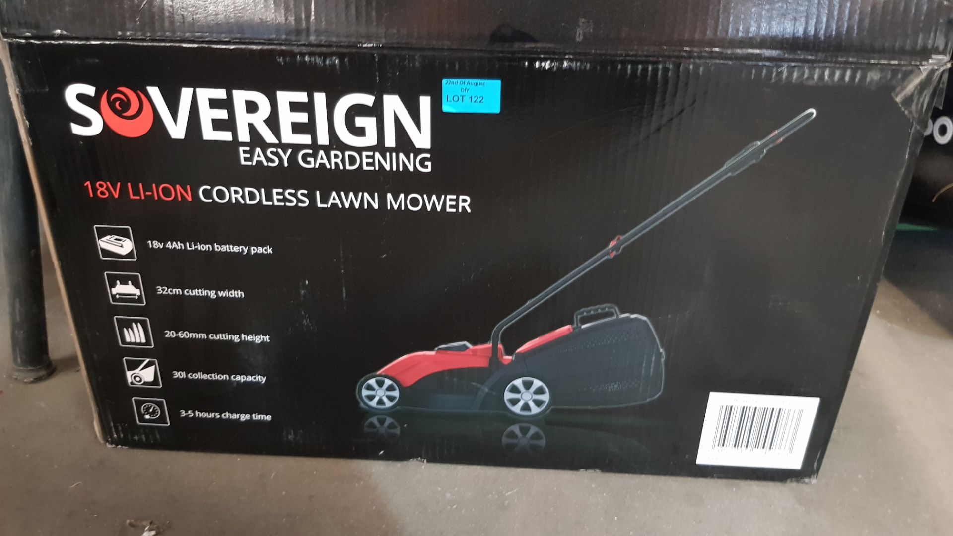 (R11A) 1x Sovereign 18V Cordless Lawn Mower (With Battery & Charger). RRP £89. - Image 2 of 2